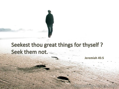 Do you seek great things for yourself? Do not seek them.